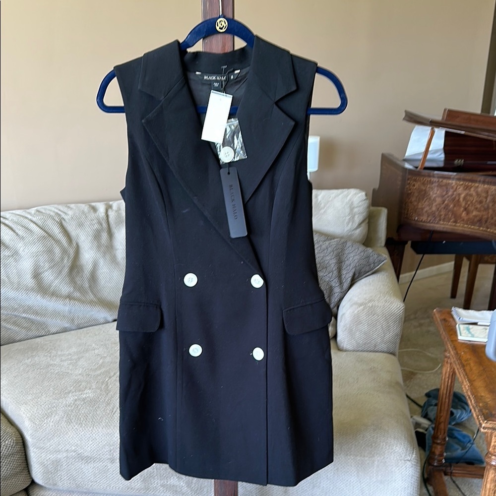 Black Double-Breasted Sleeveless Jacket